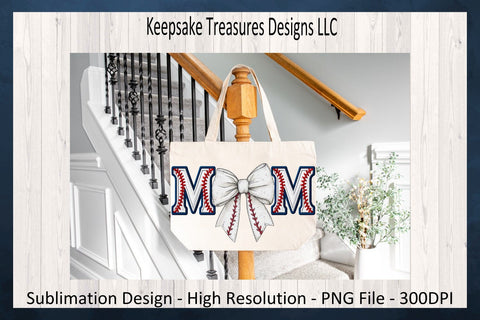 Mom Baseball Word, Baseball Stitch Faux Embroidery Letters, Coquette Bow, Sublimation PNG, Spring Sport, Digital Download, PNG Printable Sublimation Keepsake Treasures Designs LLC. 