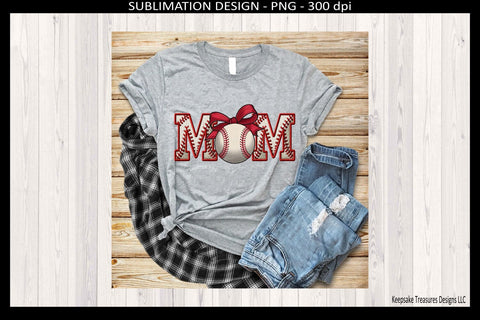 Mom Baseball Word Sublimation Png, Faux Embroidery Letters, Game Day Shirt, Digital Download Sublimation Keepsake Treasures Designs LLC. 
