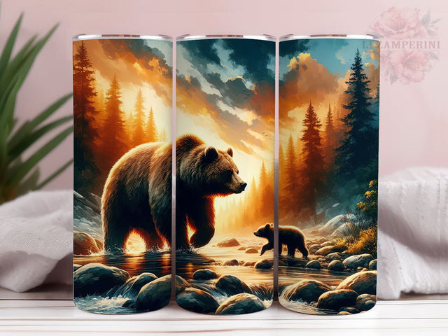 Mom Bear and Baby Hunting 20oz Tumbler Wrap PNG, Mama Bear Tumber Png, Straight & Tapered Tumbler Wrap, Instant Digital Download Sublimation Li Zamperini 