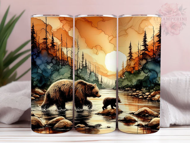Mom Bear and Baby Hunting 20oz Tumbler Wrap PNG, Mama Bear Tumber Png, Straight & Tapered Tumbler Wrap, Instant Digital Download Sublimation Li Zamperini 