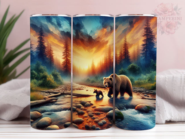 Mom Bear and Baby Hunting 20oz Tumbler Wrap PNG, Mama Bear Tumber Png, Straight & Tapered Tumbler Wrap, Instant Digital Download Sublimation Li Zamperini 