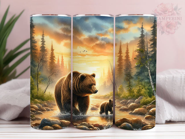Mom Bear and Baby Hunting 20oz Tumbler Wrap PNG, Mama Bear Tumber Png, Straight & Tapered Tumbler Wrap, Instant Digital Download Sublimation Li Zamperini 