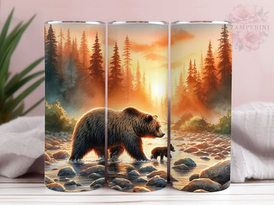 Mom Bear and Baby Hunting 20oz Tumbler Wrap PNG, Mama Bear Tumber Png, Straight & Tapered Tumbler Wrap, Instant Digital Download Sublimation Li Zamperini 