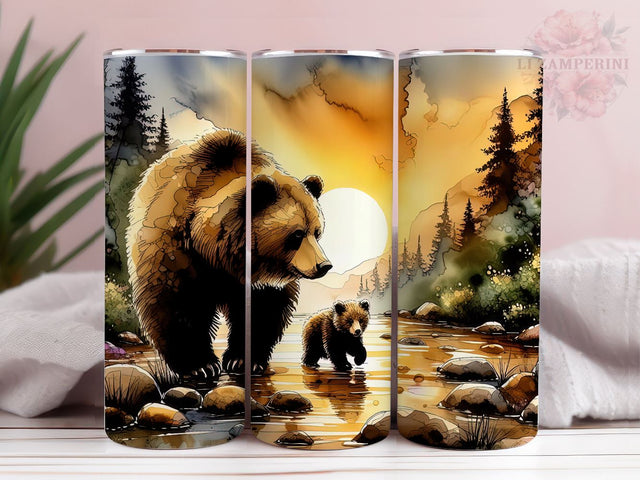 Mom Bear and Baby Hunting 20oz Tumbler Wrap PNG, Mama Bear Tumber Png, Straight & Tapered Tumbler Wrap, Instant Digital Download Sublimation Li Zamperini 