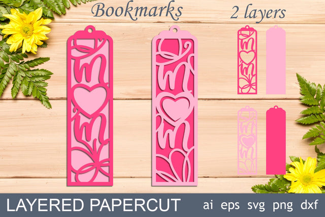 Mom bookmark svg layered, Mothers day gift tag papercut template SVG AnastasiyaArtDesign 