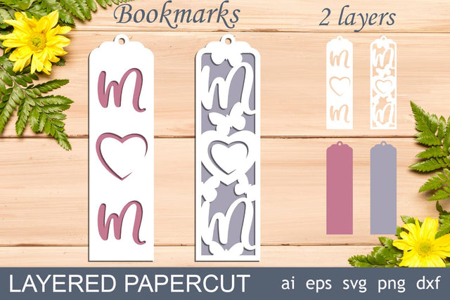 Mom bookmark svg, Mothers day gift tags, Layered papercut template SVG AnastasiyaArtDesign 