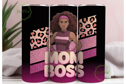 Mom Boss Fitness 20oz Tumbler Wrap Sublimation PixelChick 