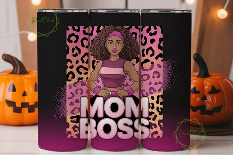 Mom Boss Fitness 20oz Tumbler Wrap Sublimation PixelChick 