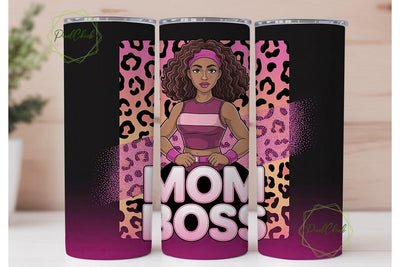 Mom Boss Fitness 20oz Tumbler Wrap Sublimation PixelChick 