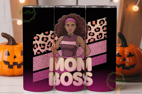 Mom Boss Fitness 20oz Tumbler Wrap Sublimation PixelChick 