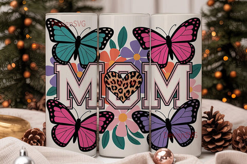 Mom Butterfly Floral 20oz Tumbler Wrap Sublimation DesignSVG 
