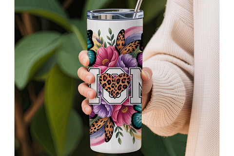 Mom Butterfly Floral 20oz Tumbler Wrap Sublimation DesignSVG 