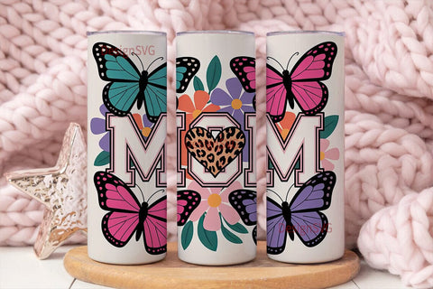 Mom Butterfly Floral 20oz Tumbler Wrap Sublimation DesignSVG 