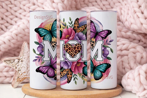 Mom Butterfly Floral 20oz Tumbler Wrap Sublimation DesignSVG 