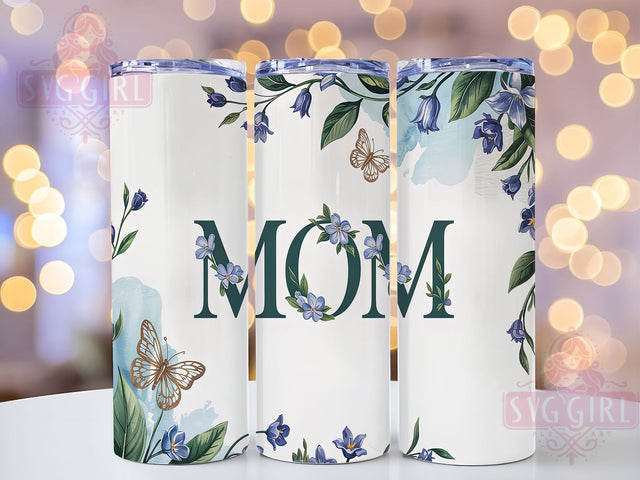 Mom Butterfly Floral Tumbler Wrap, Butterfly Tumbler Design, Floral Mom Sublimation, 20oz Skinny Tumbler PNG, Mother's Day Tumbler Wrap, Cute Mom Tumbler Design, Butterfly Flower Tumbler Sublimation SvggirlplusArt 