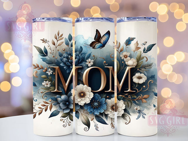 Mom Butterfly Floral Tumbler Wrap, Butterfly Tumbler Design, Floral Mom Sublimation, 20oz Skinny Tumbler PNG, Mother's Day Tumbler Wrap, Cute Mom Tumbler Design, Butterfly Flower Tumbler Sublimation SvggirlplusArt 