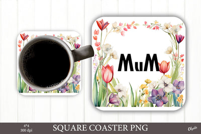 Mom Coaster Sublimation PNG. Mother Day Coaster PNG Sublimation Olga Terlyanskaya 