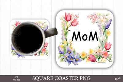 Mom Coaster Sublimation PNG. Square Coaster PNG Sublimation Olga Terlyanskaya 