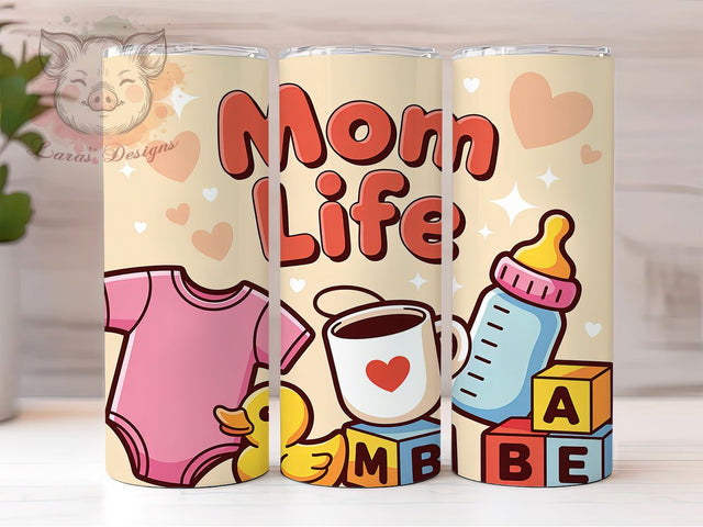 Mom Coffee Life 20oz Tumbler, Coffee Life Quote, Funny Mother Wrap, 20oz Tumbler Wrap, Sublimation Design PNG, Cute Mom Wrap, Coffee Lover Sublimation Sublimation Lara' s Designs 