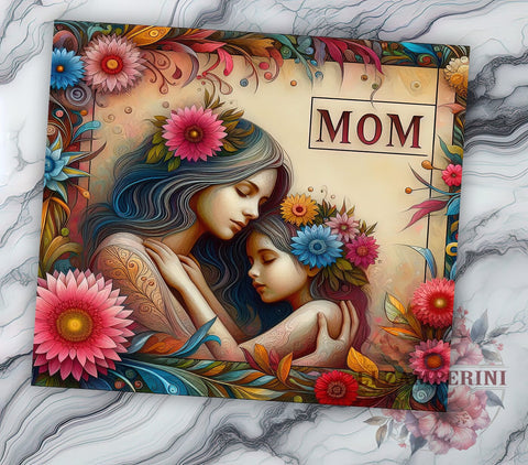 Mom Daughter Floral 20oz Tumbler Wrap PNG, Mother Day Tumbler Png, Straight & Tapered Tumbler Wrap, Instant Digital Download Sublimation Li Zamperini 