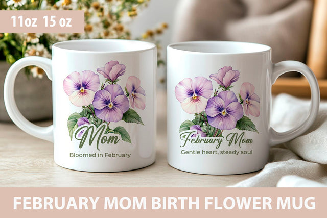 Mom February birth flower mug wrap Sublimation KMarinaDesign 