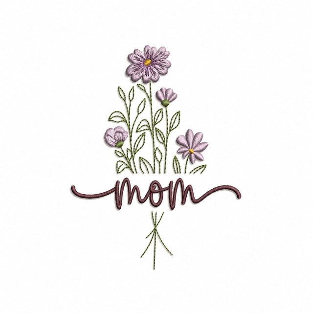 Mom Floral Bouquet Machine Embroidery Design 4x4–8x8 Hoops Digital File Embroidery/Applique DESIGNS Nino Nadaraia 