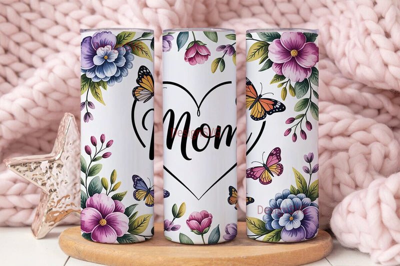 Mom Floral Butterfly 20oz Tumbler Wrap Sublimation DesignSVG 