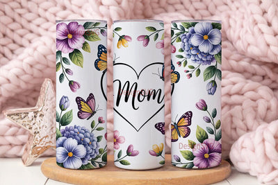 Mom Floral Butterfly 20oz Tumbler Wrap Sublimation DesignSVG 