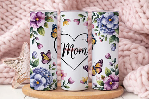 Mom Floral Butterfly 20oz Tumbler Wrap Sublimation DesignSVG 