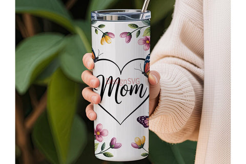 Mom Floral Butterfly 20oz Tumbler Wrap Sublimation DesignSVG 