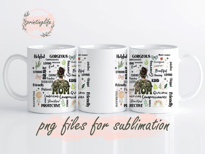 Mom Floral Camouflage Mug Wrap Design, Instant Digital Design Download Mug Wrap Design, Mug Design PNG Sublimation PrintingLife 