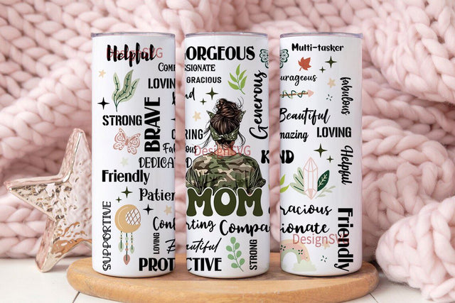 Mom Floral Camouflage Tumbler, Strong Loving Kind, Mother's Day Gift, Insulated Coffee Cup Sublimation DesignSVG 