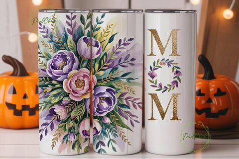 Mom Floral Gold Tumbler Wrap Sublimation PixelChick 