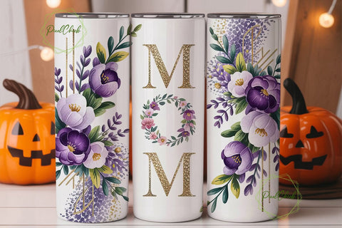 Mom Floral Gold Tumbler Wrap Sublimation PixelChick 