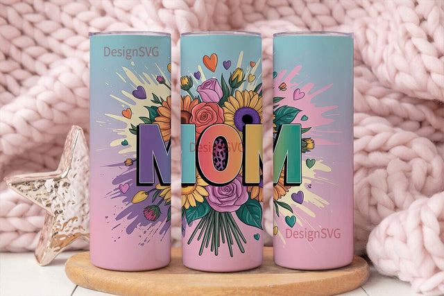 Mom Floral Tumbler Wrap PNG Sublimation DesignSVG 