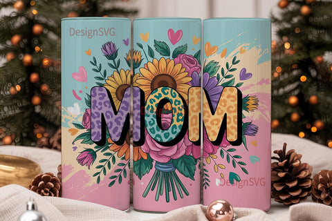 Mom Floral Tumbler Wrap PNG Sublimation DesignSVG 
