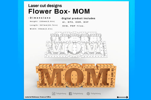 MOM Flower Gift Box | laser cut file | svg paper cut | cricut | glowforge file SVG tofigh4lang 