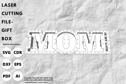 MOM Flower Gift Box | laser cut file | svg paper cut | cricut | glowforge file SVG tofigh4lang 