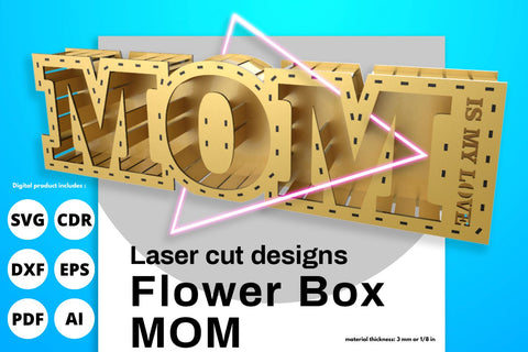 MOM Flower Gift Box | laser cut file | svg paper cut | cricut | glowforge file SVG tofigh4lang 