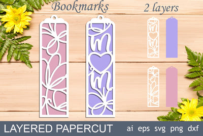 Mom flowers bookmark layered, Mothers day bookmark svg, Papercut template SVG AnastasiyaArtDesign 
