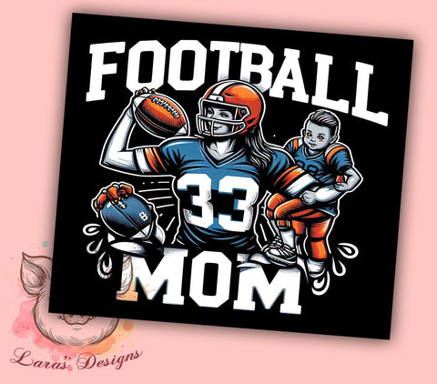 MOM Football 20oz Tumbler Png, Straight & Tapered Tumbler Png, Football Tumbler Png, Digital Download PNG Sublimation Lara' s Designs 