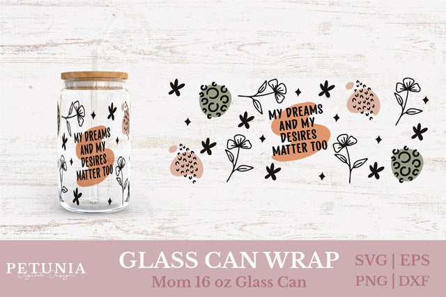 Mom Glass Can Wrap SVG SVG Petunia Digital Design 