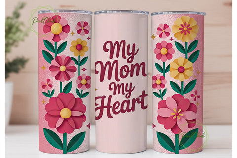Mom Heart Floral Tumbler Wrap Sublimation PixelChick 