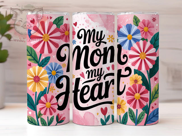 Mom Heart Mother's Day 20oz Tumbler, 20oz Sublimation Wrap, Mother's Day Tumbler, Love for Mom Tumbler, Heartfelt Gift for Mom, Mom Life Drinkware, Sentimental Tumbler Sublimation Lara' s Designs 