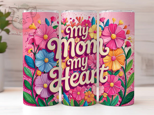 Mom Heart Mother's Day 20oz Tumbler, 20oz Sublimation Wrap, Mother's Day Tumbler, Love for Mom Tumbler, Heartfelt Gift for Mom, Mom Life Drinkware, Sentimental Tumbler Sublimation Lara' s Designs 