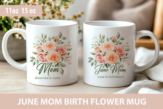 Mom June birth flower mug wrap, Mothers day mug wrap Sublimation KMarinaDesign 