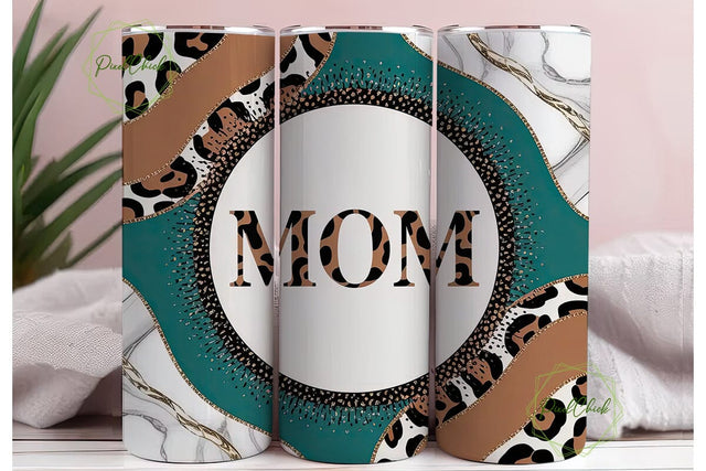 Mom Leopard Marble Tumbler Wrap Sublimation PixelChick 
