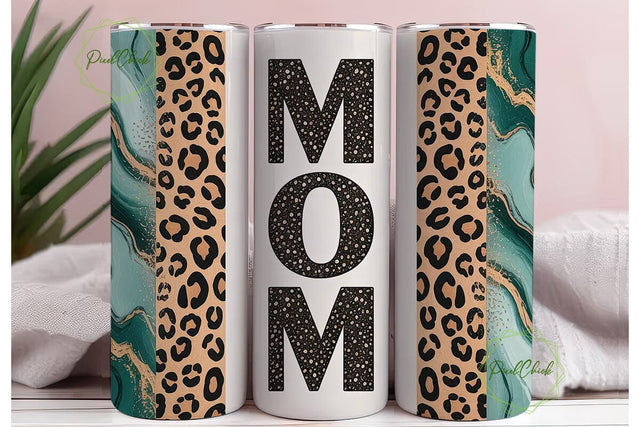 Mom Leopard Marble Tumbler Wrap Sublimation PixelChick 