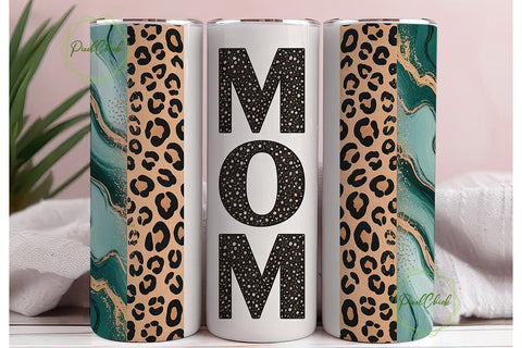 Mom Leopard Marble Tumbler Wrap Sublimation PixelChick 