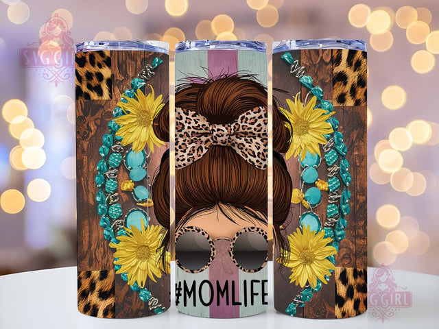 Mom Life 20oz Tumbler Wrap Sublimation Design, Straight Tapered Tumbler Wrap, Messy Bun Tumbler Png, Instant Digital Download Sublimation SvggirlplusArt 